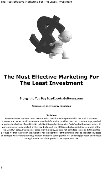 Product picture The Most Effective Marketing For The Least Investment